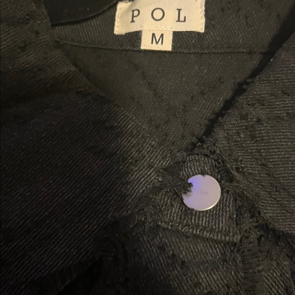 POL OVERSIZED Twill Shacket with Floral Patches on Black - Picture 7 of 8